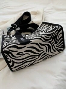 Women Zebra Print Simple And Versatile Handbag, Daily Necessity For Traveling And Shopping, Shoulder And Crossbody Bag