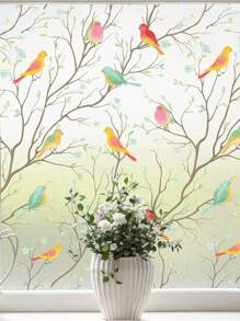 1 Rolo de Filme de Privacidade para Janela: Filme de Janela com Efeito Vitral sem Adesivo, Filme de Janela Fosco Estático com Adesão por Atrito de Pássaros, Película de Controle de Calor para Janela Adesivos para Porta de Banheiro, Fosco