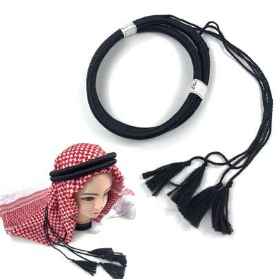 قطعة واحدة عمامة بأسلوب عربي لرجال، طربوش أسود للرجال، هدية للسادة، مناسب للسعودية والإمارات ودبي