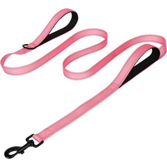 Heavy Duty Double Handle Dog Leash With Reflective Strips For Night - Ideal For Large And Extra Large Breeds - Perfect For Outdoor Walking And Training