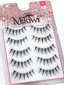 5 Pairs Comic Wet Look Eyelashes With Transparent Stem Fairy Manga Style False Eyelashes - Black - View 3
