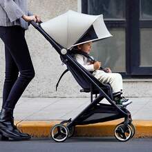 Lightweight Stroller,Compact One-Hand Fold Travel Stroller For Airplane Friendly,Reclining Seat And Large Canopy,With Rain Cover & Travel Carry Bag - 黑+灰 - 查看 3