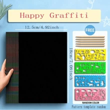 Un set di carte arcobaleno grattare, Blocco Note nero artigianale per graffiare, e modello di penna di scrittura in legno, ottimo per regali fai-da-te per bambini