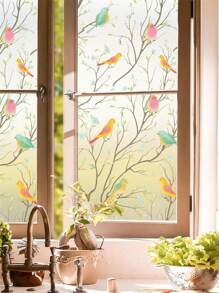 1 Rolo de Filme de Privacidade para Janela: Filme de Janela com Efeito Vitral sem Adesivo, Filme de Janela Fosco Estático com Adesão por Atrito de Pássaros, Película de Controle de Calor para Janela Adesivos para Porta de Banheiro, Fosco