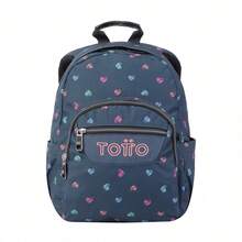 TOTTO Mochila escolar estampado corazones  Tempera 12x36x27 cm Exterior: Poliester 100% Forro: Poliester 100% - ✅ Entrega 24/72h a España (península) - Negro - Ver 2