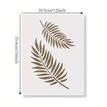 Plantilla de pared grande y reutilizable con patrón de hojas de palmera para decoración de pintura de casa - Blanco - Ver 2