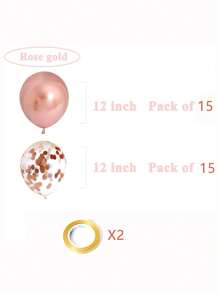 32入組AULE聚會氣球30入組-玫瑰金氣球和玫瑰金多色彩糖果氣球，附2條絲帶-12英寸氣球裝飾套裝 - 玫瑰金 - 查看 3