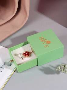 One Cute Jewelry Box For Earrings And Rings, Creative Organizer Package For Jewelry And Accessories - Green - View 6