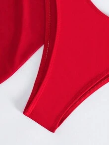 Women's Solid Color Separated Three Pieces Set, Bra & Bikini Bottom & Beach Cover-Up Skirt Summer