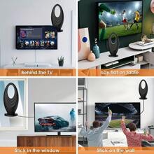 Amplified Indoor Digital TV Antenna  Best Powerful Amplifier, Support  4K Full HD Smart And Older Tvs With 16ft Coaxial Cable - Black - View 5