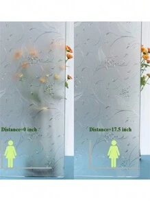 Película de Vidro Estática com Flores Gravadas para Privacidade, Película para Porta de Vidro sem Adesivo, Controle de Calor e Proteção contra Raios UV para Decoração de Escritório e Casa