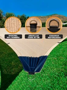 Malla Sombra 5x5 m Beige Reforzada Lista Para Instalar 90% sombra - Beis - Ver 3