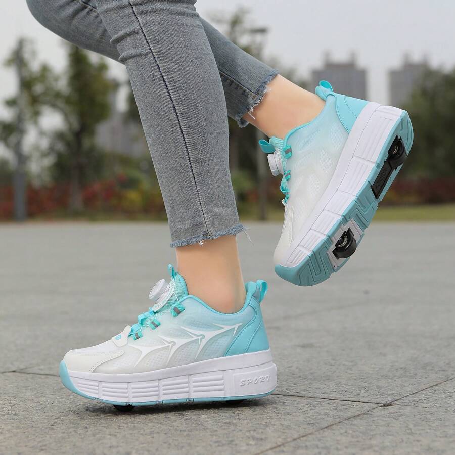 PHTEER Athletic Shoes With Wheels, Can Be Used For Walking And Skating - Baby Blue - View 1