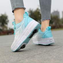 PHTEER Athletic Shoes With Wheels, Can Be Used For Walking And Skating - Baby Blue - View 4