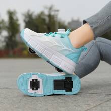 PHTEER Athletic Shoes With Wheels, Can Be Used For Walking And Skating - Baby Blue - View 6