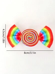 2pcs Cute Rainbow Ribbon Candy Shaped Hair Clips For Girls, Suitable For Back To School Season In Spring And Summer,Hair Accessories,Hair Barrettes - Multicolor - View 4