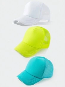 3pcs Solid Color Casual Mesh Breathable Women Baseball Cap,Summer,Beach,Hat - Multicolor - View 15