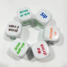 1 件/3 件/6 件彩色印花英文吐司骰子/节日派对创意骰子/骰子套装，适合家庭聚会/节日派对/毕业生日派对/酒吧饮酒游戏/婚礼/单身派对游戏 - 彩色 - 查看 6
