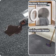 Solid Plush Area Rug Performance Shaggy Rug Washable Area Rug Indoor Entryway Doormat Soft Rug Modern Faux Wool Rug Cozy Non Slip Carpet For Living Room Kids Room Bedroom Nursery - 灰色 - 查看 5