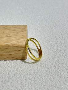 1pc Sterling Silver Women's Ring, Luxury Niche Design Statement Finger Ring For Women's Accessories - Gold - View 7