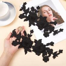 Một Đen Hòa tan trong nước Thêu Hoa Patch Đối với Đồ trang trí Hoặc Sửa chữa - màu đen - Xem 3