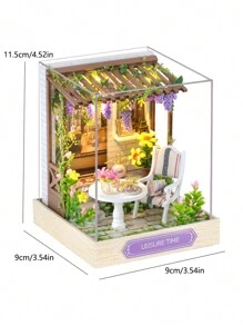 Maison de thé de l'après-midi DIY avec housse anti-poussière, ensemble de jouets de blocs de construction de modèles 3D faits à la main, décoration de chambre à coucher avec meubles, puzzle artisanal en bois, décoration de chambre cadeau d'anniversaire