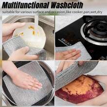 HYER KITCHEN Set de paños de limpieza de alambre con fuerza de limpieza y fricción fuerte - Plateado - Ver 7