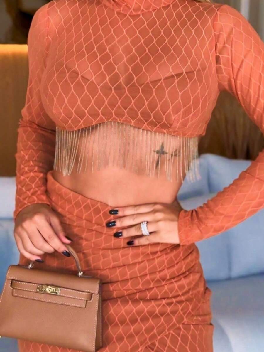 Women Two-Piece Outfits - Rỉ Nâu - Xem 1