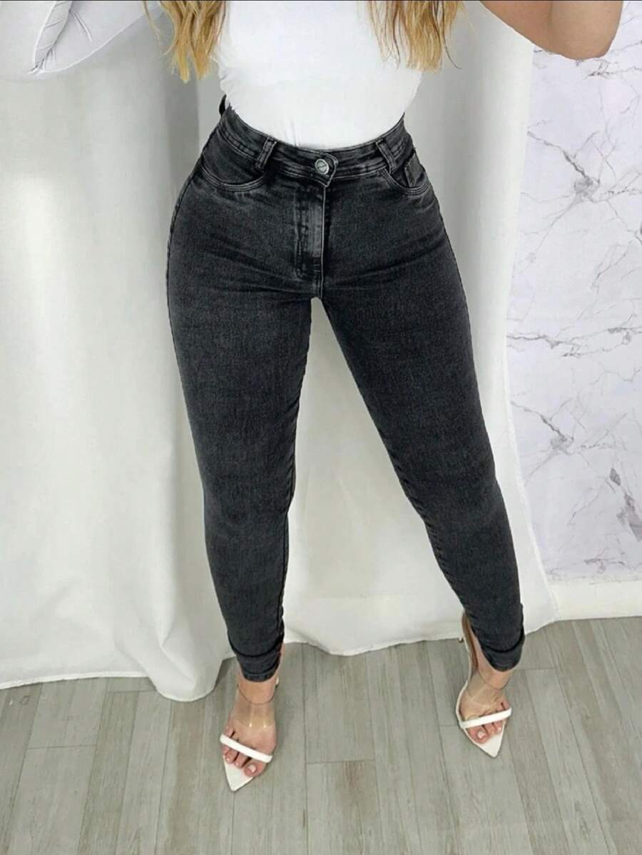 Women Jeans - 深灰色 - 查看 1