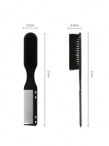Cepillo y peine para barba de uso dual para hombres para dar forma y peinar la barba, limpiar el cabello y masajear el cabelludo con extremos de cerdas y cerdas de nylon. - Negro - Ver 6