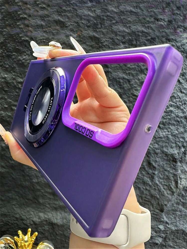Luxury Magnetic Bracket Matte Phone Case Compatible With Samsung Galaxy S24 S23 S22 Ultra Plus Wireless Charging Back Cover Compatible With IPhone 15 14 13 12 11 Pro Max - Purple - View 3