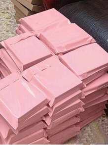 50个粉色快递袋，简单多功能的包装袋，适用于学校、办公室、礼品、商务运输、返校情人节 - 空白粉紅色 - 查看 6