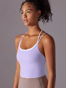 1 件装 Bare Feel 运动胸罩，性感无缝罩杯，美背瑜伽胸罩，跑步，健身背心 - 紫色 - 查看 2