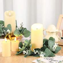 1 Pc Artificial Eucalyptus Leaves Wreaths Candle Rings Wreaths Candle Holder For Wedding Home Door Tabletop Decoration