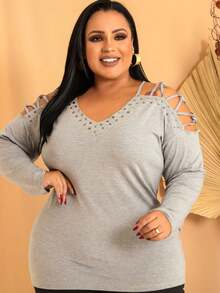 Plus Size Tank Tops & Camis - Xám - Xem 3