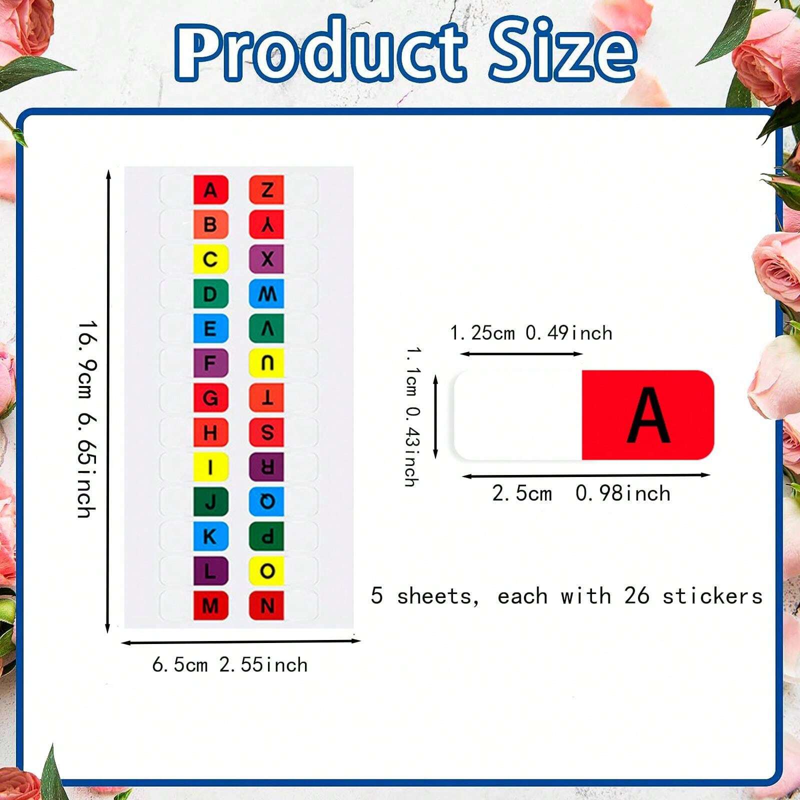 5PCS Index Dividers A-Z Tab Printed Table Colorful Tabs Alphabet Tabs A ...