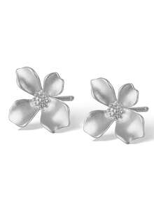 一對S925純銀防過敏耳針，精美優雅可愛的栀子花瓣耳環，適合女性日常佩戴，精緻的女性禮物 - 女士時尚耳環 - 查看 5