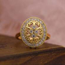 1 pieza Anillo vintage con flor calada y incrustación de cristal de circonita cuadrado, adecuado como regalo de joyería para mujeres para boda, fiesta, compromiso, San Valentín, mamá, madre, Día de la Madre