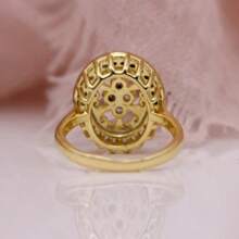 1 pieza Anillo vintage con flor calada y incrustación de cristal de circonita cuadrado, adecuado como regalo de joyería para mujeres para boda, fiesta, compromiso, San Valentín, mamá, madre, Día de la Madre