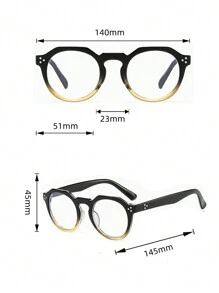 Gafas ovaladas pequeñas con diseño de remaches, de color negro/marrón, personalizadas y con bloqueo de color para hombres. Gafas profesionales anti-radiación de computadora/móvil, adecuadas para uso diario, accesorios de gafas transparentes