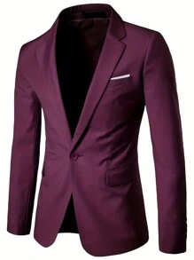 Men Solid Lapel Collar Four Season Suit Set