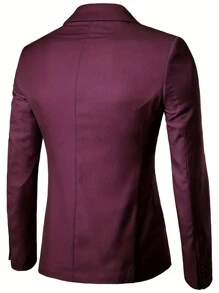 Men Solid Lapel Collar Four Season Suit Set