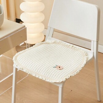 Nuevo cojín de silla acolchado con bordado y aplicación de encaje estilo coreano, almohadilla para el asiento antideslizante, diseño fresco y estilo delgado
