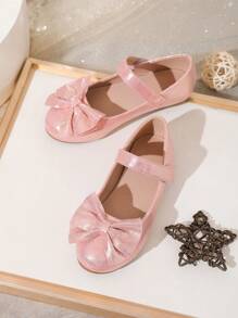 Girls" Fashionable And Elegant Mary Jane Shoes With Bow, Comfortable, Lightweight, Slip-Resistant And Soft Flat Shoes, Suitable For Performances And Parties, All Seasons