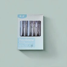 6pcs  Gel Pen With Clicker, Quick-Drying, Carbon Fiber Writing For Exams And Brush Writing - Multicolor - View 3