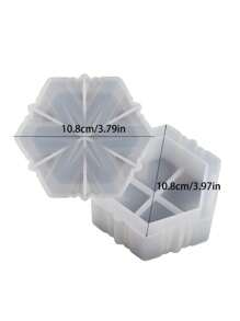 1 套雪花盒树脂模具珠宝盒带盖硅胶模具储物盒环氧铸造模具 DIY 糖果架配件收纳盒 - 白色 - 查看 3