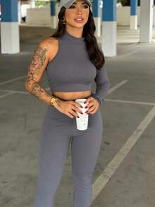 Women Two-Piece Outfits - Grey - View 3