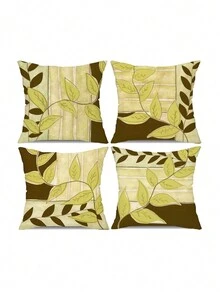 4入組超柔軟藝術樹葉裝飾枕套，適用於汽車、更衣室和家居裝飾，適用於臥室和客廳沙發枕套。 - 彩色 - 查看 3