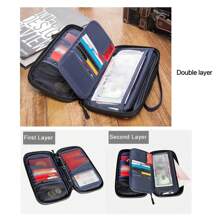 VALUEWIN 1pc Black Polyester Multi-Functional 3-Compartment Zipper Travel Organizer For Flight Tickets, Passport, Cards, Coins, Suitable For Men, Women, Business Trip, Travel, School, Gift Travel Stuff Travel Organiser Travel Items Travel Wallet Passport Holder Passport Wallet Beach Vacation Bag Summer
