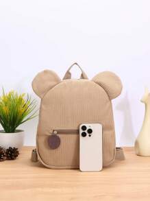 A Lovely Cartoon Bear Backpack With Zipper Closure, Suitable For Daily Use For Girls.